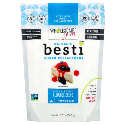 Wholesome Yum, Besti, Powdered Sugar Replacement, Monk Fruit Allulose Blend, 12 oz (340 g)