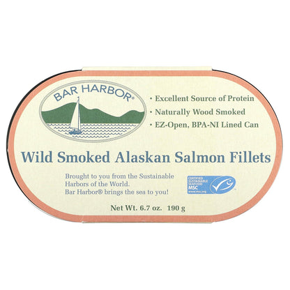 Bar Harbor, Wild Smoked Alaskan Salmon Fillets, 6.7 oz (190 g)
