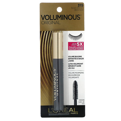 L'Oréal, Voluminous, Original Mascara, 315 Black Brown, 0.28 fl oz (8 ml)