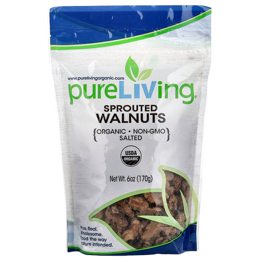Pure Living, Organic Sprouted Walnuts, Salted, 6 oz (170 g)