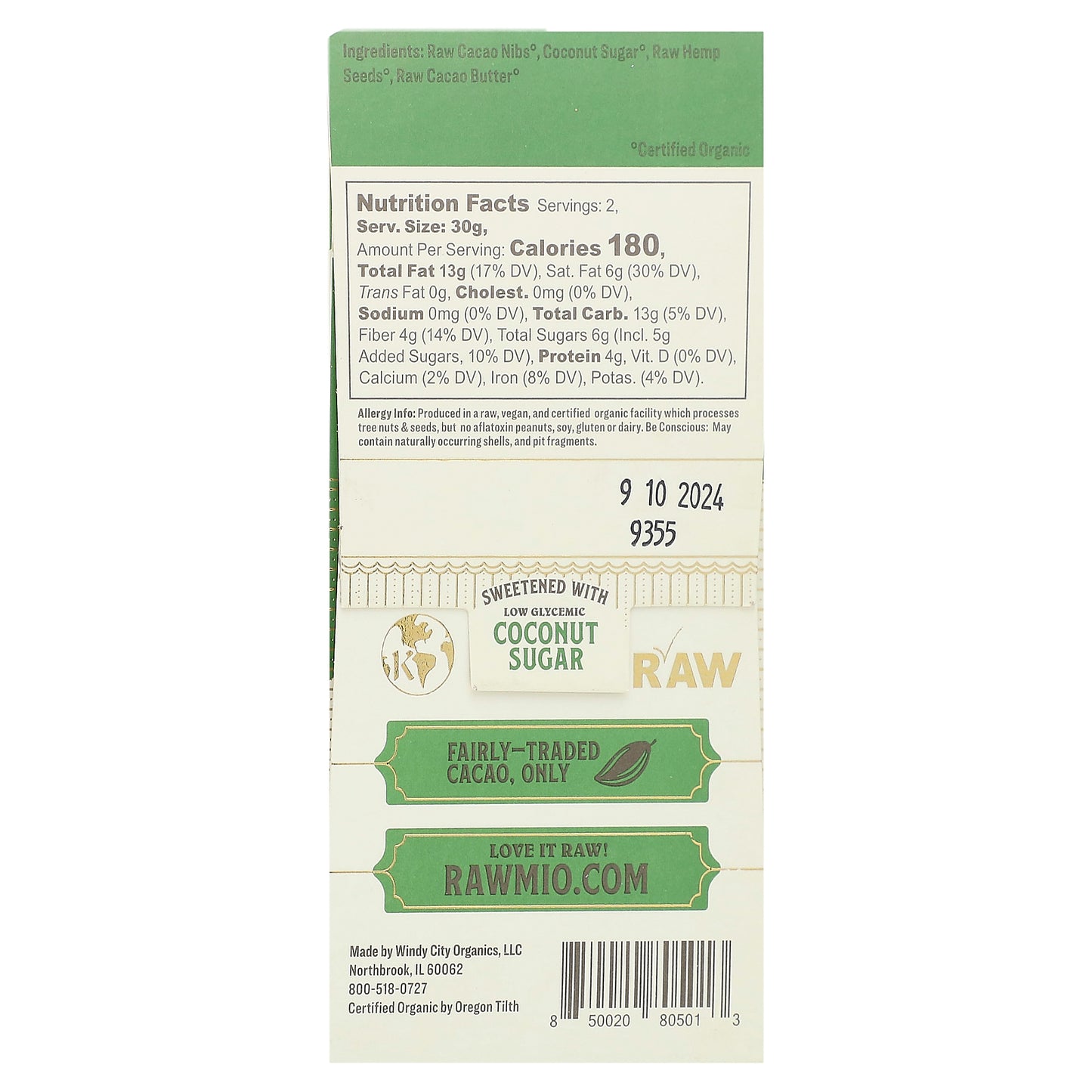 Rawmio, Simply Hemp, Chocolate Bar, 70% Peruvian Cacao, 2.12 oz (60 g)