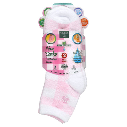 Earth Therapeutics, Aloe Moisture, Aloe Socks, Pink and White, 2 Pairs