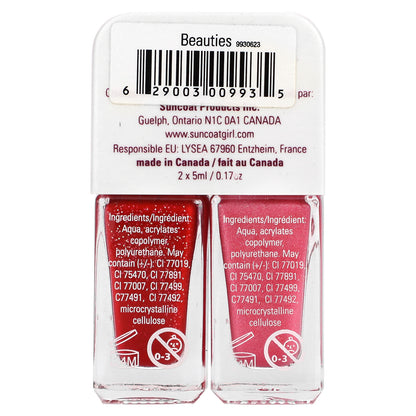 SuncoatGirl, Beauties Nail Polish Duo Set, Ballerina Pink Shimmer & Cherry Red, 2 Piece Set