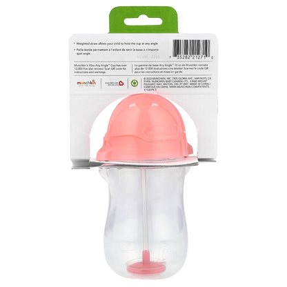 Munchkin, Any Angle™, Weighted Straw Cup, 12 Months+, Pink, 10 oz (296 ml)