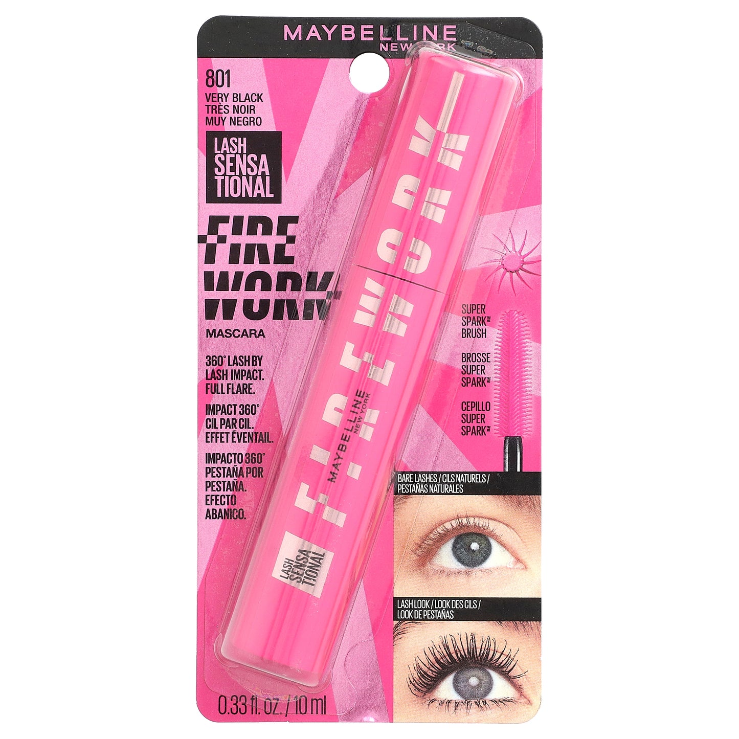 Maybelline, Lash Sensational, Firework Mascara, 801 Very Black, 0.33 fl oz (10 ml)