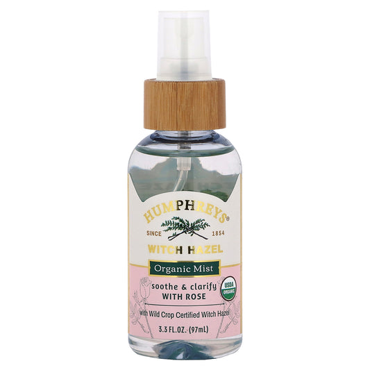 Humphreys, Witch Hazel, Organic Mist with Rose, 3.3 fl oz (97 ml)