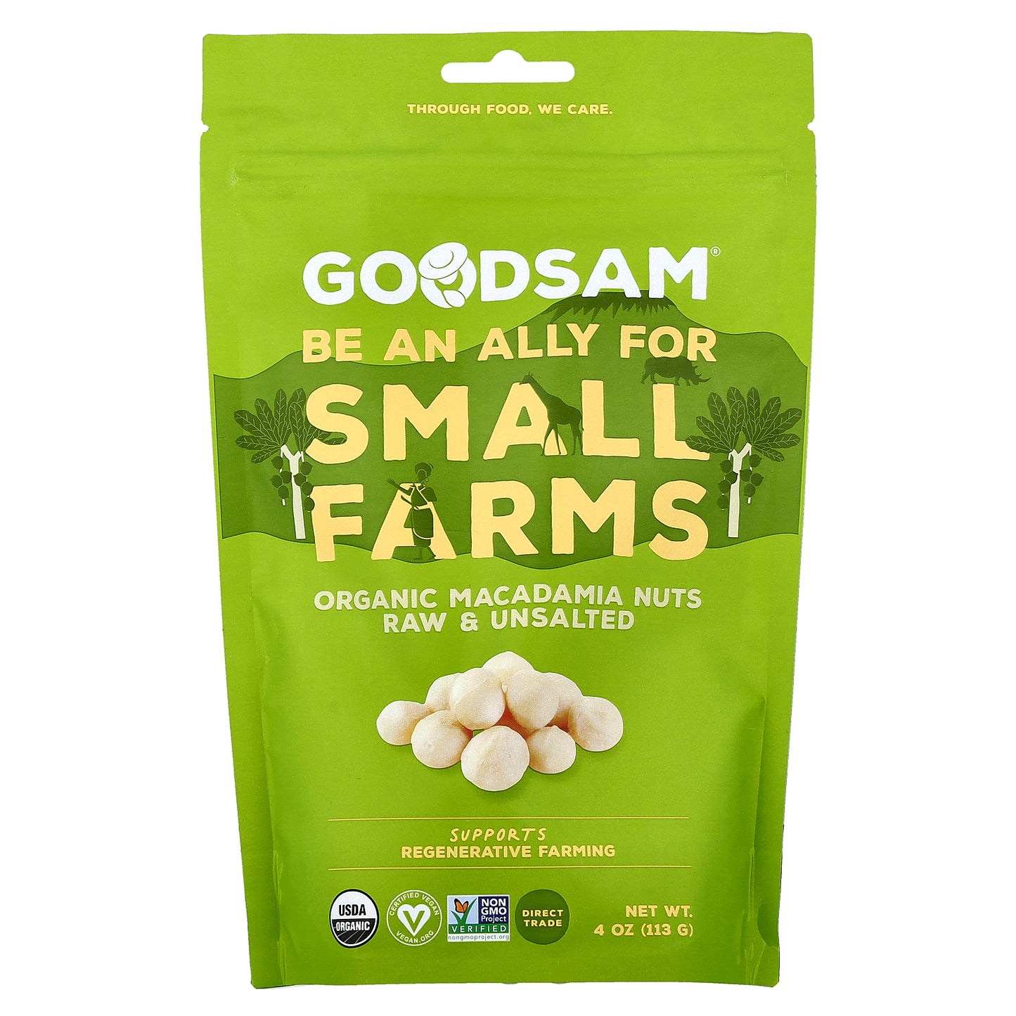 GoodSam, Organic Macadamia Nuts, Raw & Unsalted, 4 oz (113 g)