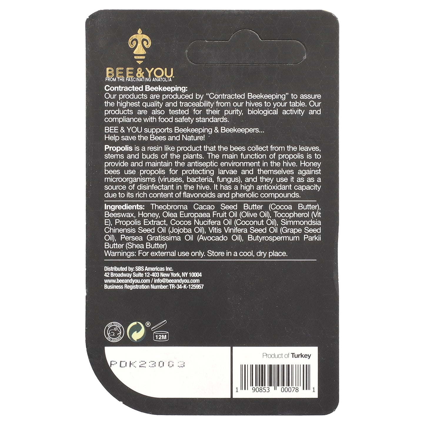 Bee & You, Propolis Raw Honey Lip Balm, 0.17 oz (5 g)