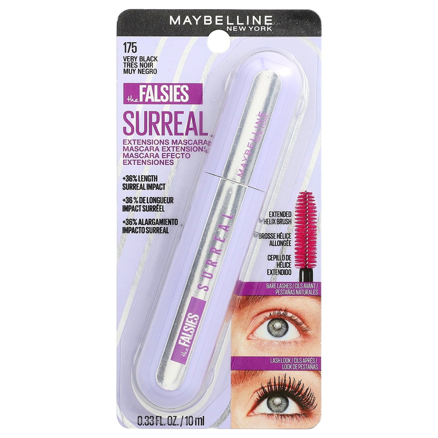 Maybelline, The Falsies, Surreal, Extensions Mascara, 175 Very Black, 0.33 fl oz (10 ml)