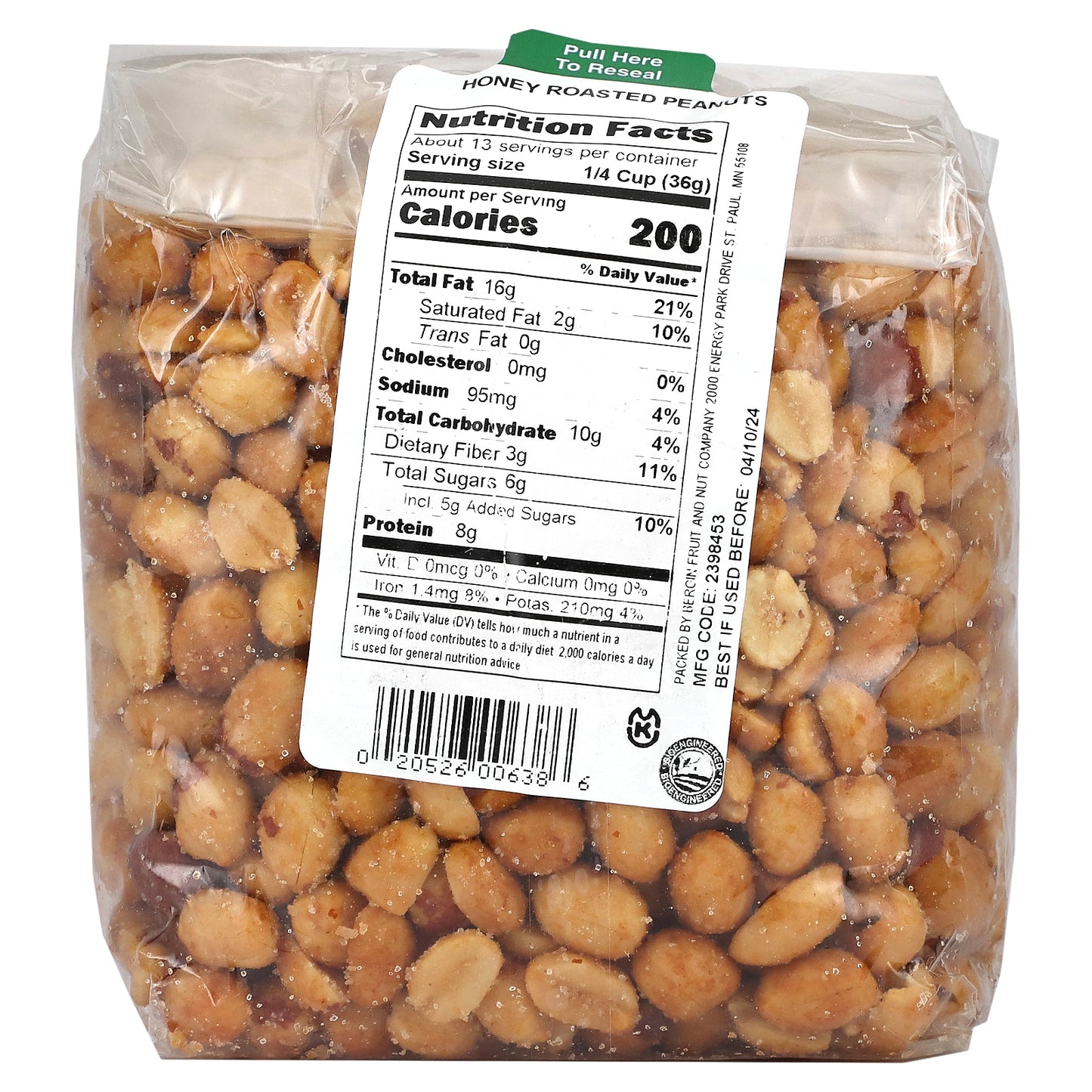 Bergin Fruit and Nut Company, Honey Roasted Peanuts, 16 oz (454 g)