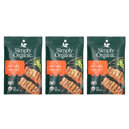 Simply Organic, Teriyaki Marinade Mix, 3 Packets, 0.99 oz (28 g) Each