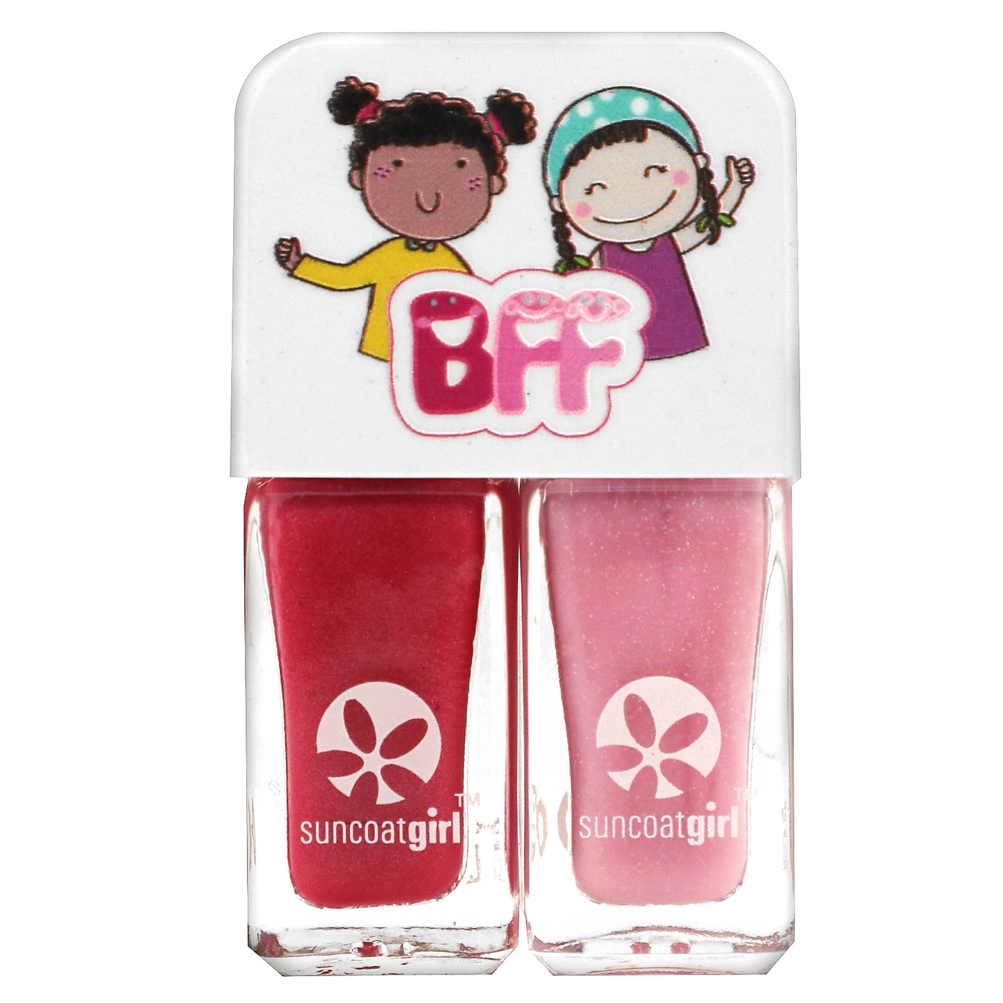 SuncoatGirl, Sweeties Nail Polish Duo Set, Hot Pink & Soft Glitter Pink, 2 Piece Set