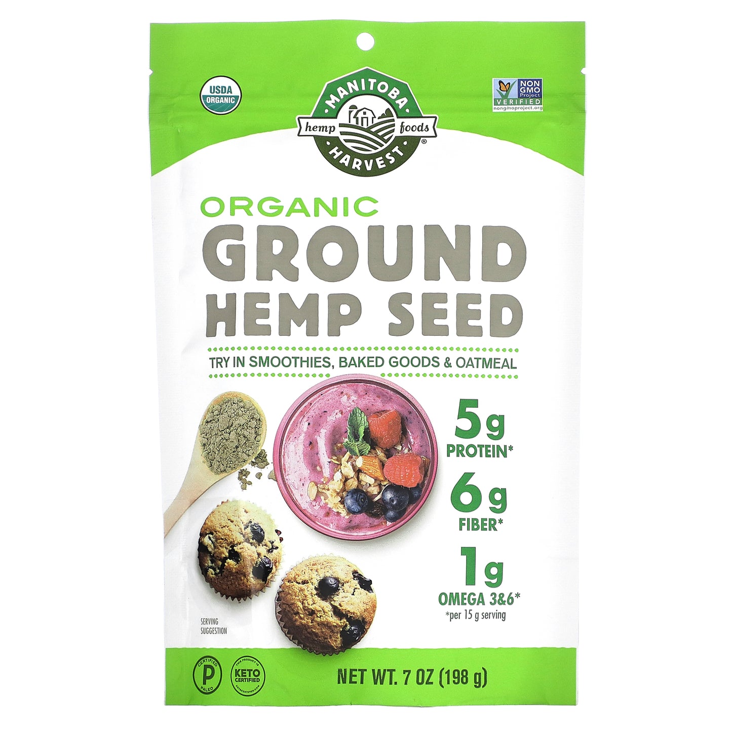 Manitoba Harvest, Organic Ground Hemp Seed, 7 oz (198 g)