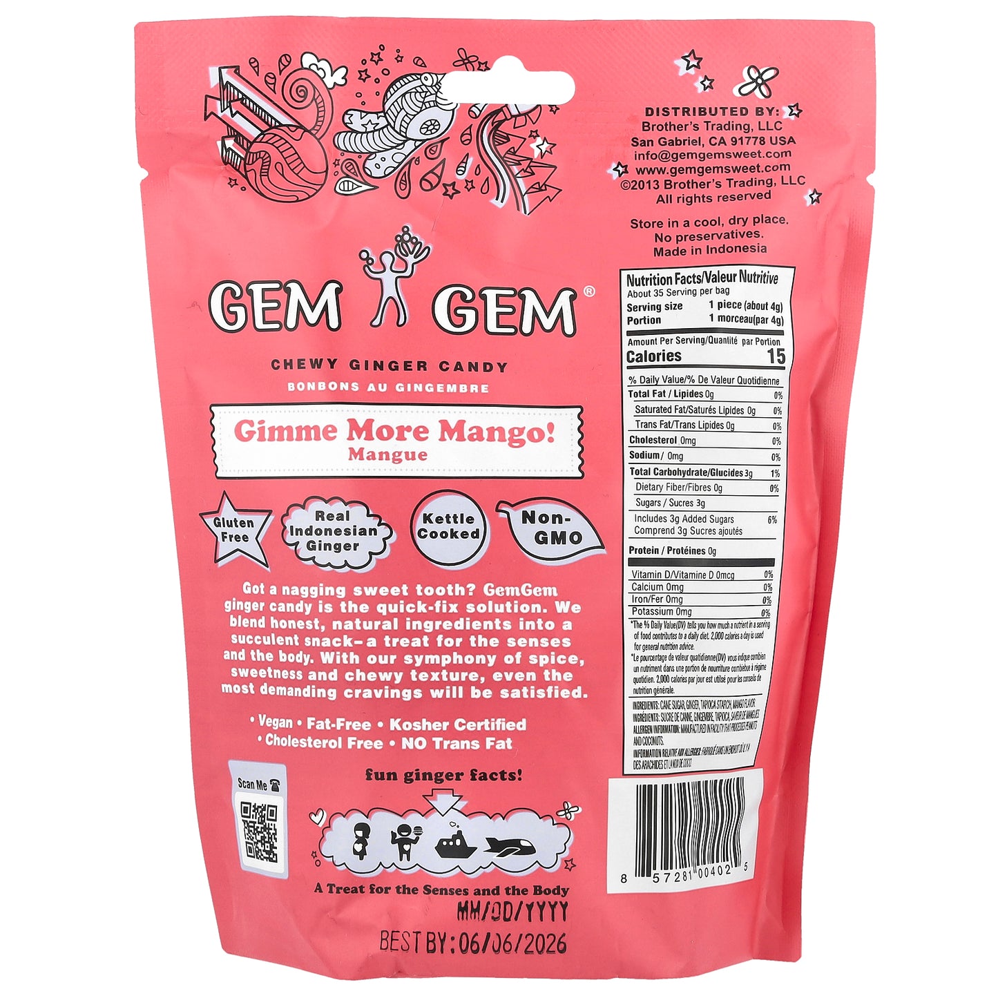 Jayone, Chewy Ginger Candy, Gimme More Mango!, 5 oz (141.8 g)