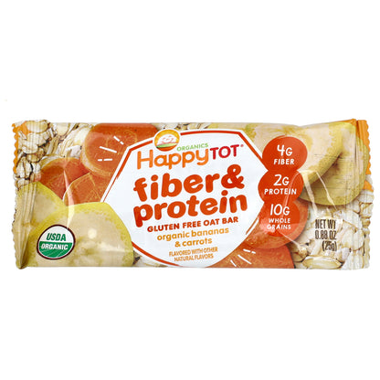 Happy Family Organics, Happy Tot®, Fiber & Protein Oat Bar, Organic Bananas & Carrots, 5 Bars, 0.88 oz (25 g) Each