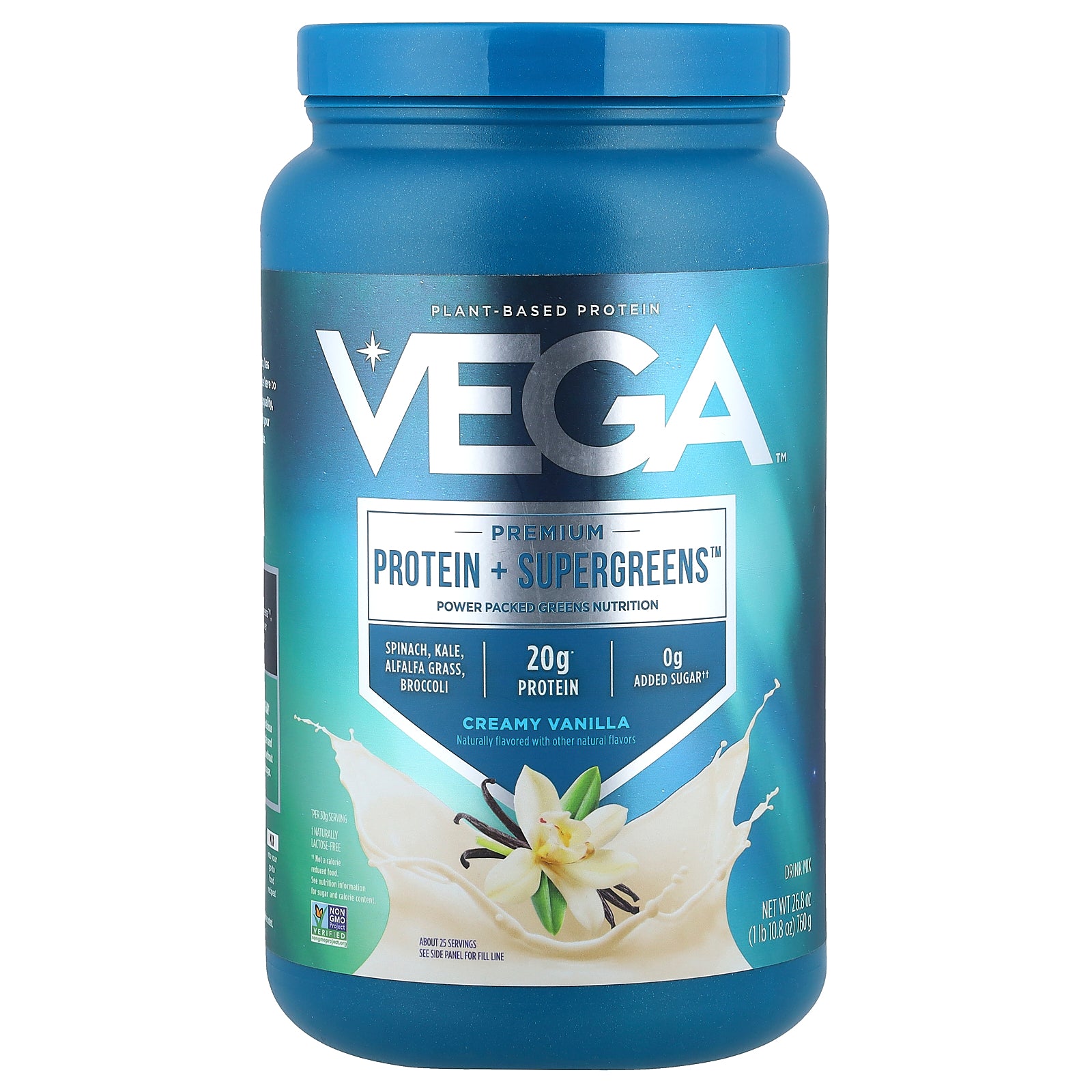 Vega, Premium, Protein + Supergreens™, Creamy Vanilla, 1 lb 10.8 oz (760 g)
