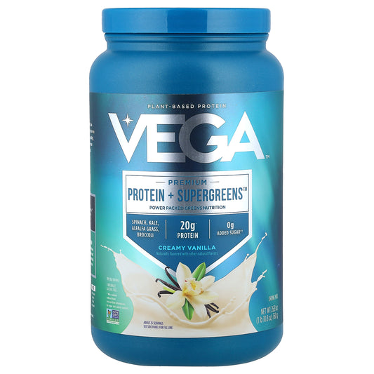Vega, Premium, Protein + Supergreens™, Creamy Vanilla, 1 lb 10.8 oz (760 g)
