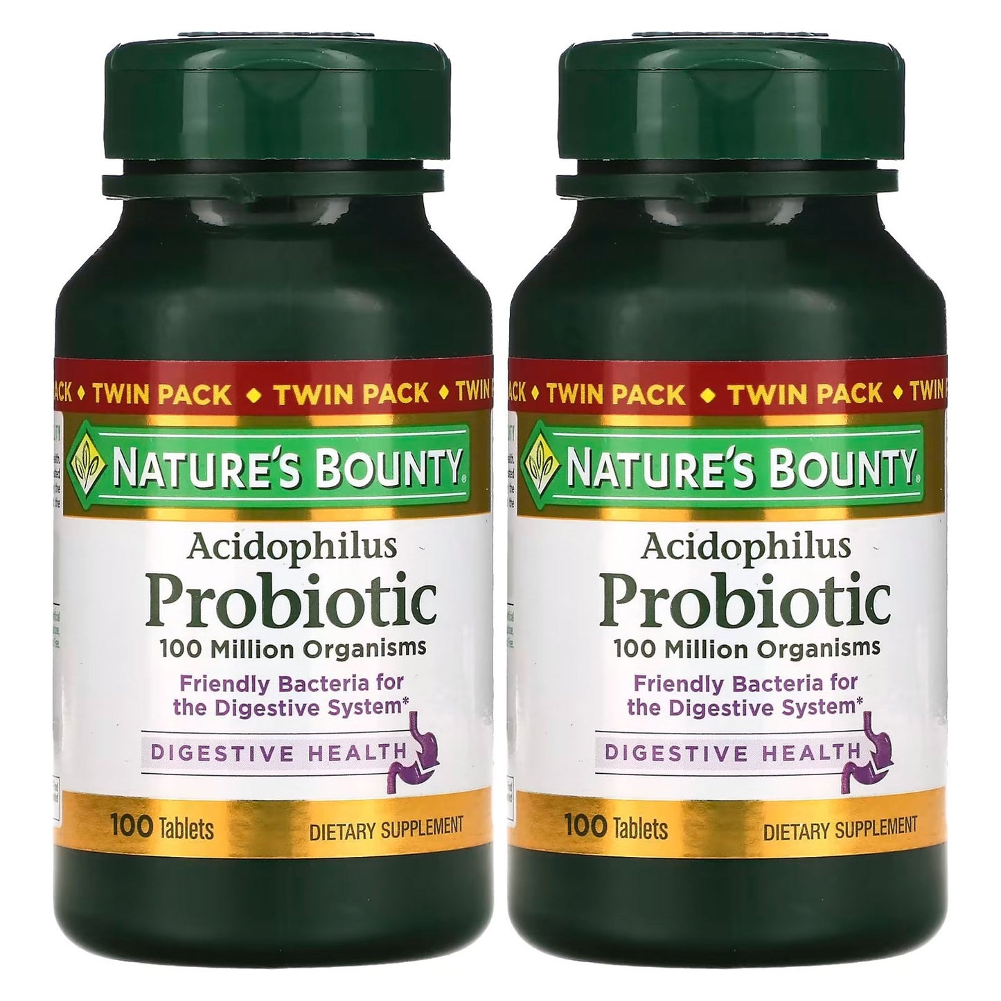 Nature's Bounty, Acidophilus Probiotic, Twin Pack, 100 Tablets Each