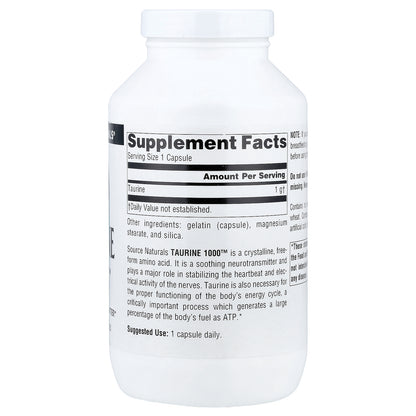 Source Naturals, Taurine 1000™, 1,000 mg, 240 Capsules