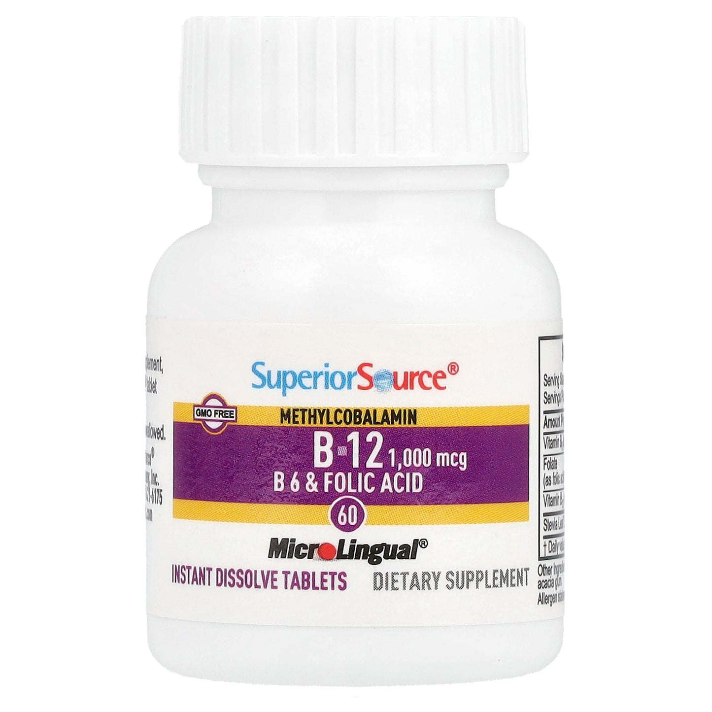 Superior Source, Methylcobalamin B-12, B-6 & Folic, 60 MicroLingual® Instant Dissolve Tablets