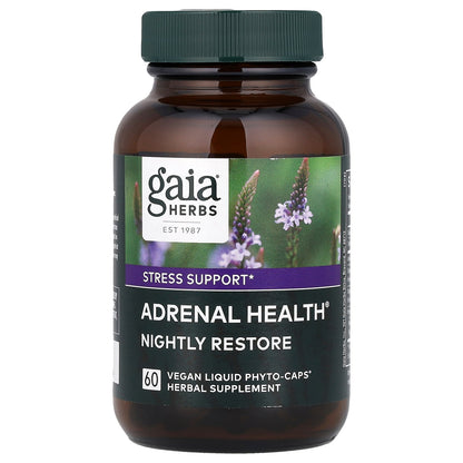 Gaia Herbs, Adrenal Health®, Nightly Restore, 60 Liquid Phyto-Caps®