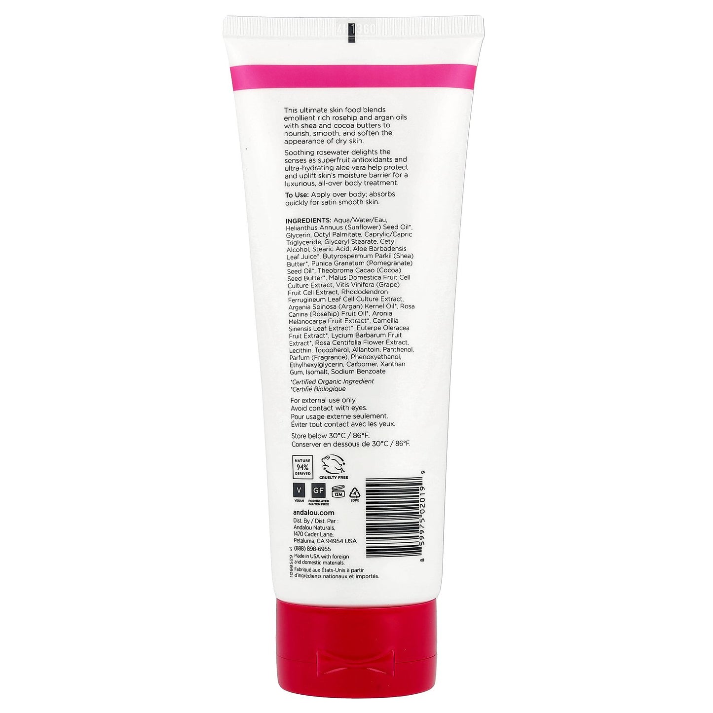 Andalou Naturals, 1000 Roses®, Body Lotion, Soothing , 8 fl oz (236 ml)