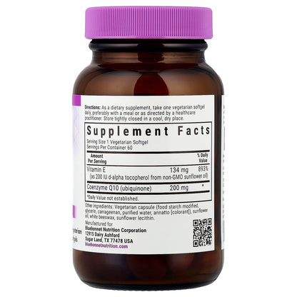 Bluebonnet Nutrition, CoQ10, 200 mg, 60 Vegetarian Softgels