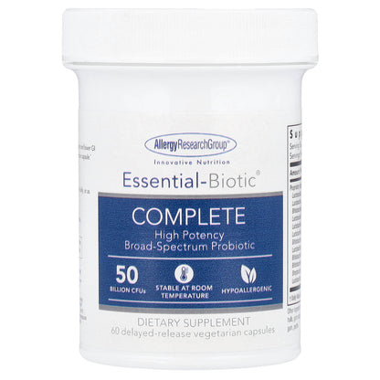 Allergy Research Group, Essential-Biotic® Complete, 50 Billion CFUs, 60 Delayed-Release Vegetarian Capsules