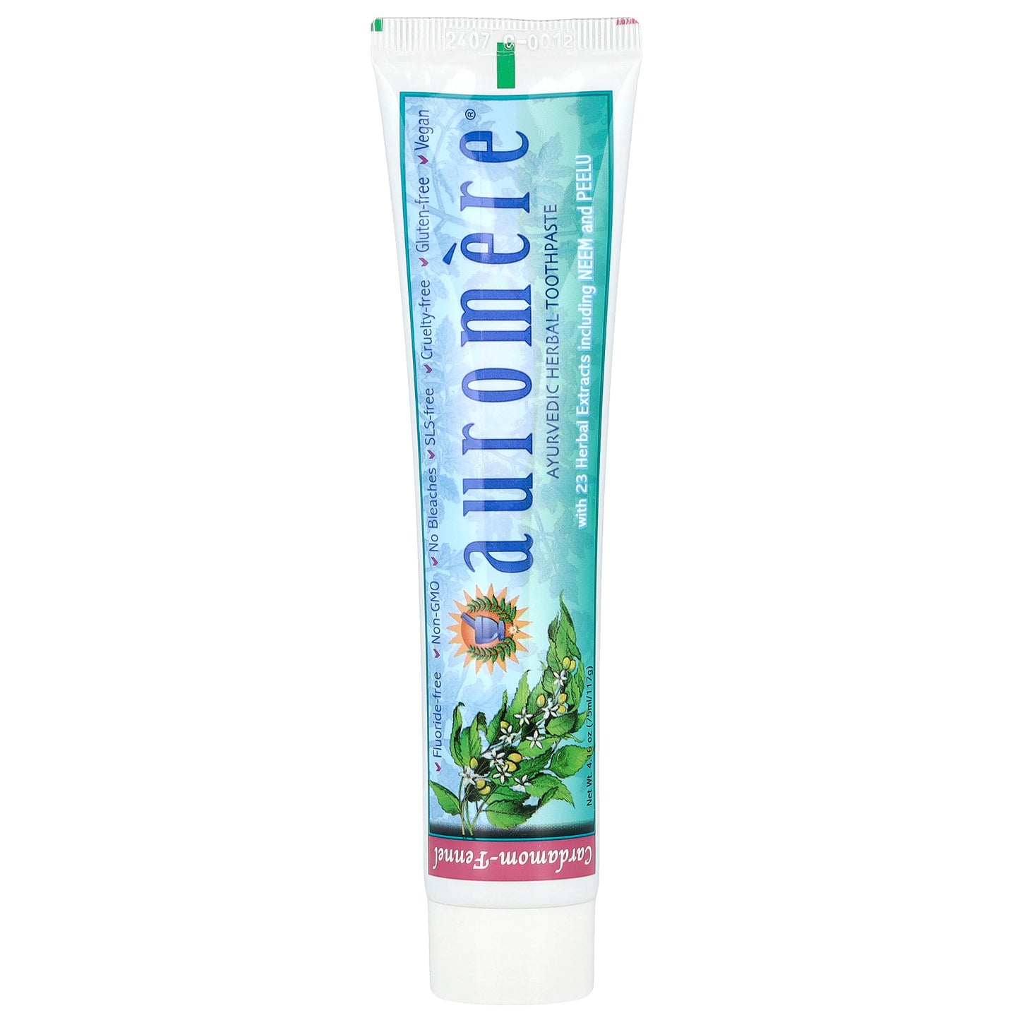 Auromere, Ayurvedic Herbal Toothpaste, Foam-Free, Cardamom-Fennel, 4.16 oz (117 g)