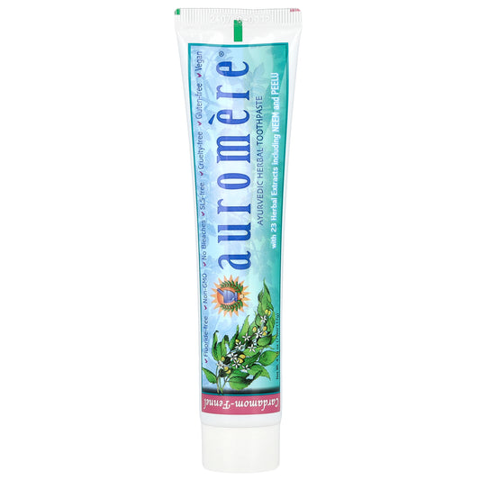 Auromere, Ayurvedic Herbal Toothpaste, Foam-Free, Cardamom-Fennel, 4.16 oz (117 g)