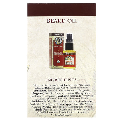Badger, Beard Grooming Kit, Bergamot & Vanilla, 2 Piece Kit