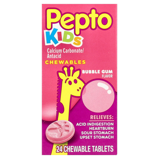 Pepto Bismol, Kids, Pepto Chewables, Bubble Gum,  24 Chewable Tablets