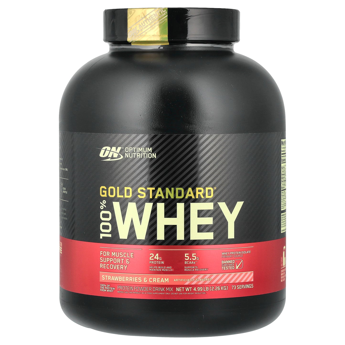 Optimum Nutrition, Gold Standard® 100% Whey, Strawberries & Cream, 4.99 lb (2.26 kg)