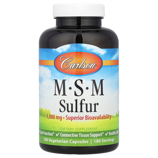 Carlson, MSM Sulfur, 1,000 mg, 180 Vegetarian Capsules