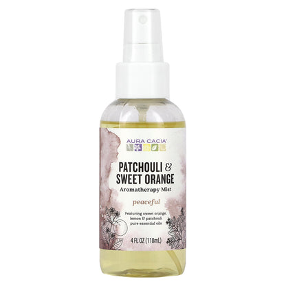 Aura Cacia, Aromatherapy Mist, Peaceful Patchouli & Sweet Orange, 4 fl oz (118 ml)