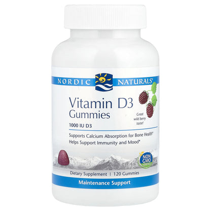 Nordic Naturals, Vitamin D3 Gummies, Wild Berry, 1,000 IU, 120 Gummies