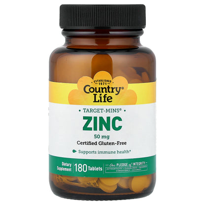 Country Life, Target-Mins®, Zinc, 50 mg, 180 Tablets