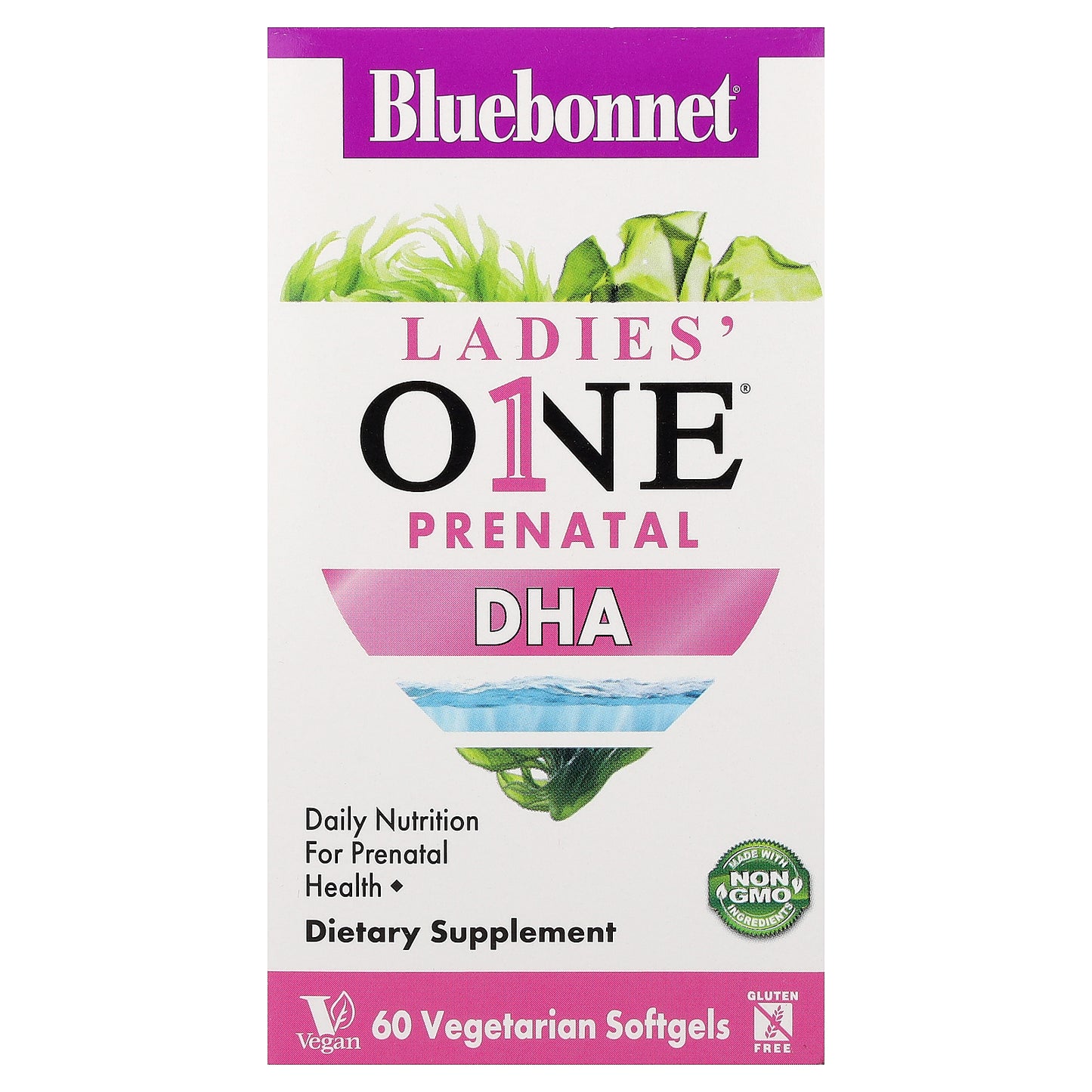Bluebonnet Nutrition, Ladies' One® Prenatal DHA, 60 Vegetarian Softgels (200 mg per Softgel)