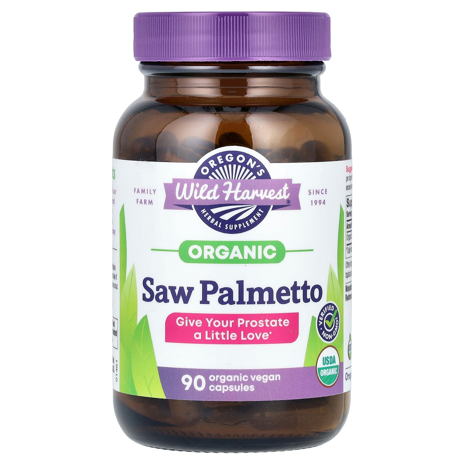Oregon's Wild Harvest, Organic Saw Palmetto, 90 Organic Vegan Capsules (585 mg per Capsule)