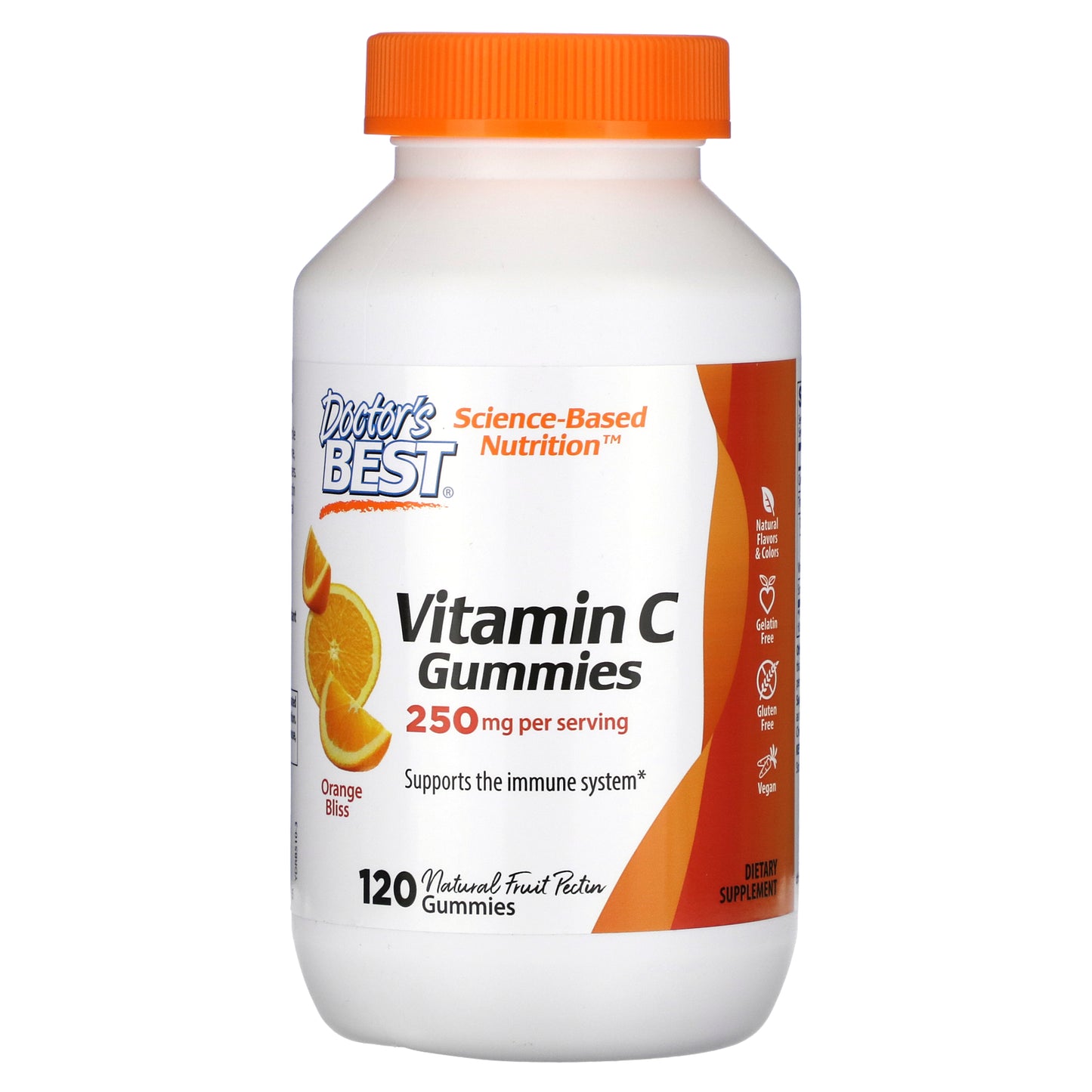 Doctor's Best, Vitamin C Gummies, Orange Bliss, 250 mg, 120 Gummies (125 mg per Gummy)