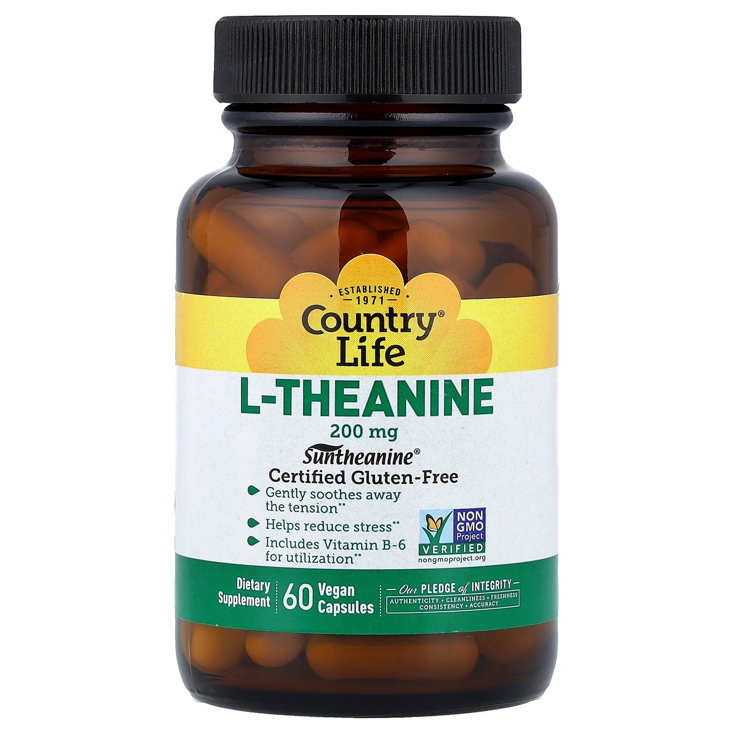Country Life, L-Theanine, 200 mg, 60 Vegan Capsules