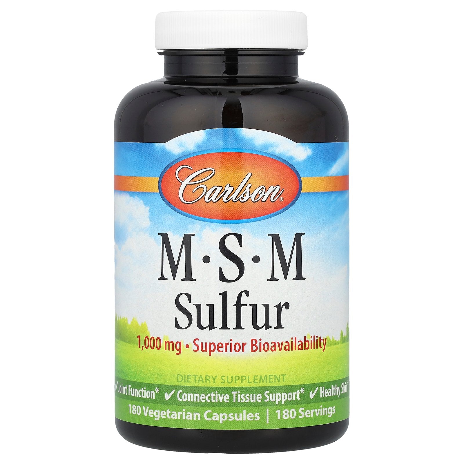 Carlson, MSM Sulfur, 180 Vegetarian Capsules