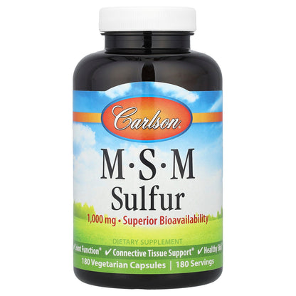 Carlson, MSM Sulfur, 180 Vegetarian Capsules