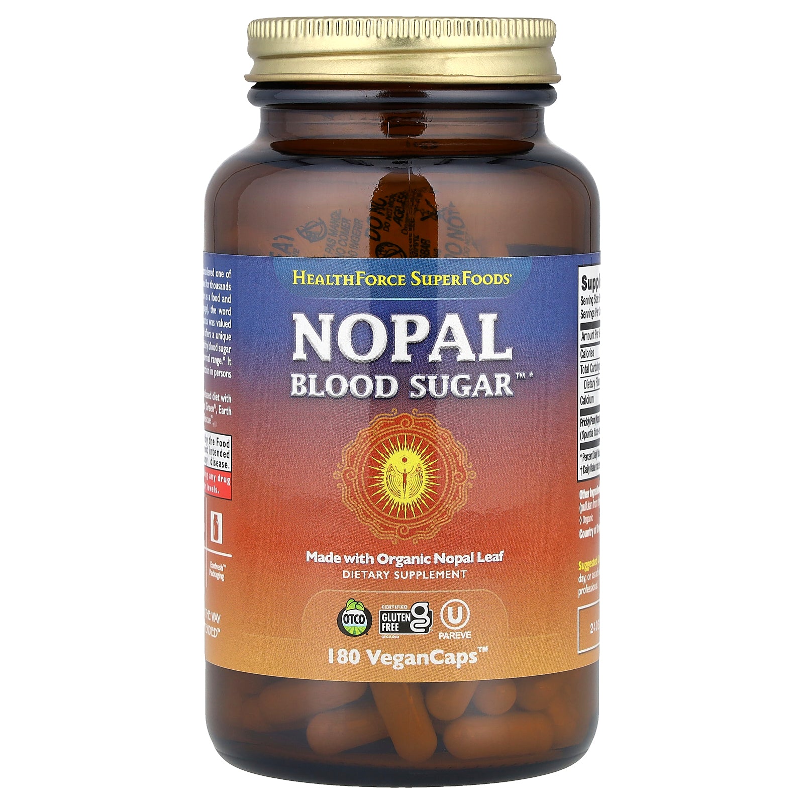 HealthForce Superfoods, Nopal Blood Sugar™, 3,000 mg, 180 VeganCaps™ (500 mg per Capsule)