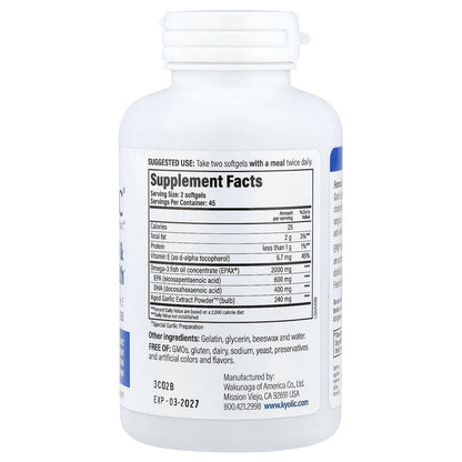 Kyolic, Aged Garlic Extract™, Cholesterol & Circulation Health, 90 Softgels