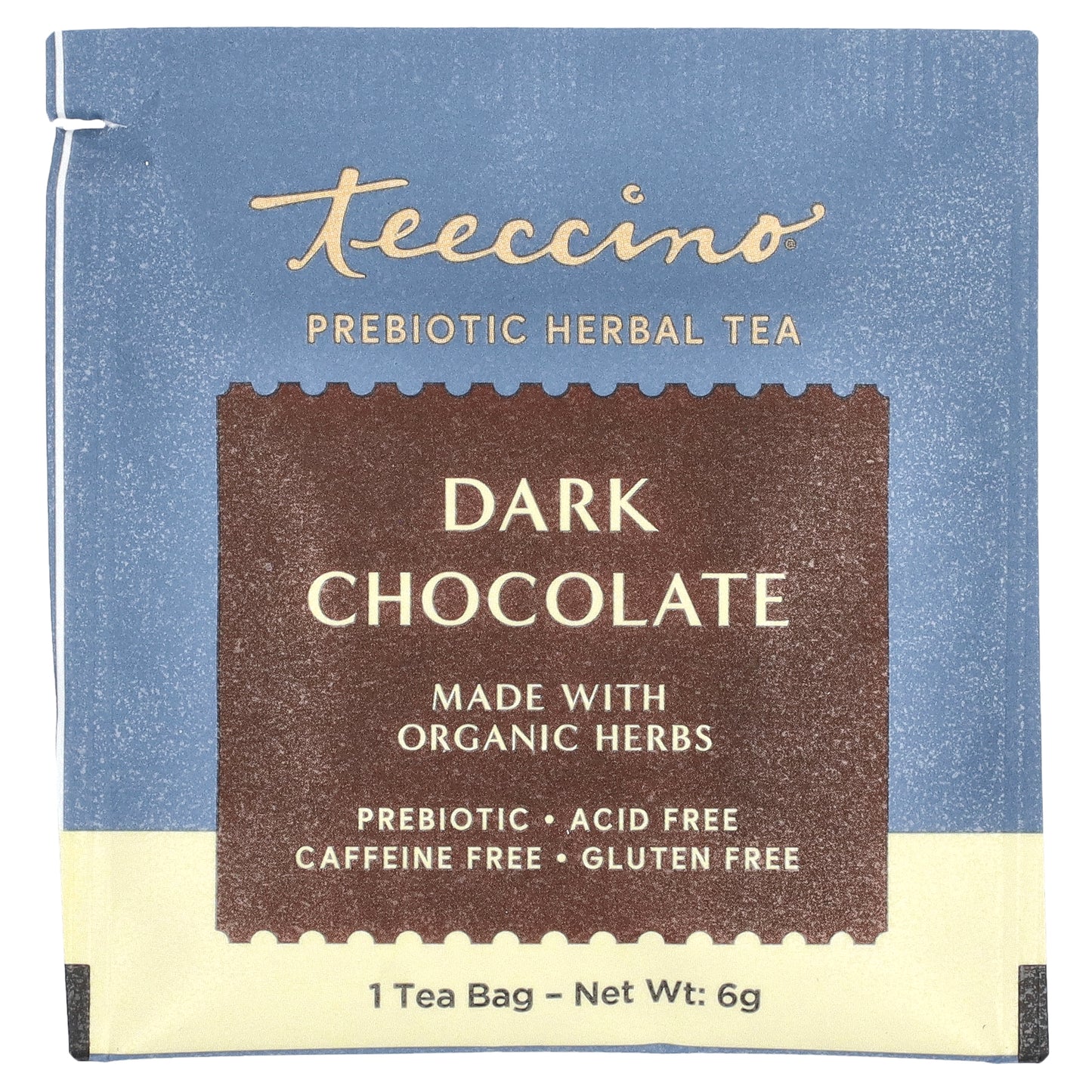 Teeccino, Prebiotic Herbal Tea, Dark Chocolate, Caffeine Free, 10 Tea Bags, 2.12 oz (60 g)