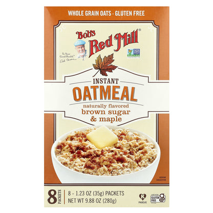 Bob's Red Mill, Instant Oatmeal Packets, Brown Sugar & Maple, 8 Packets, 1.23 oz (35 g) Each