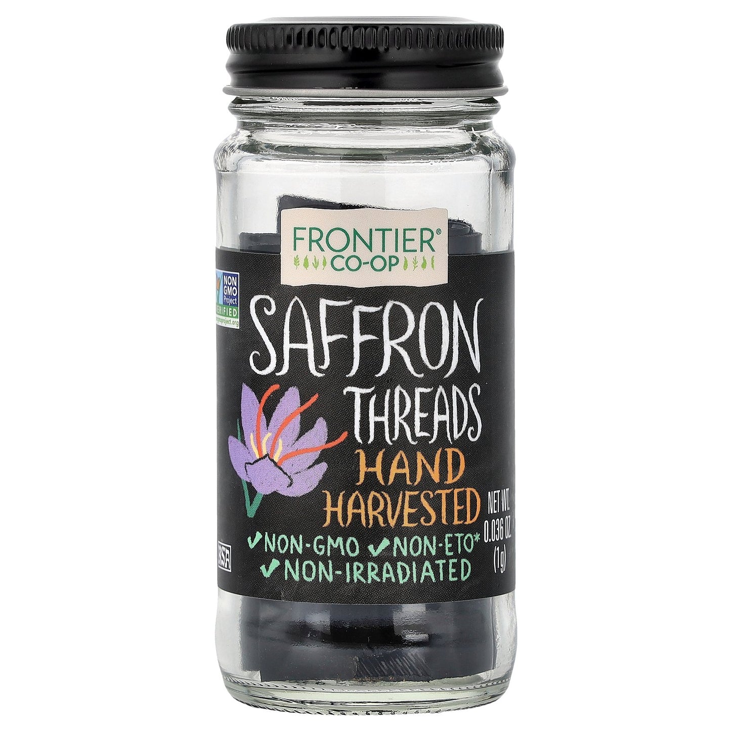 Frontier Co-op, Saffron Threads, Hand Harvested, 0.036 oz (1 g)