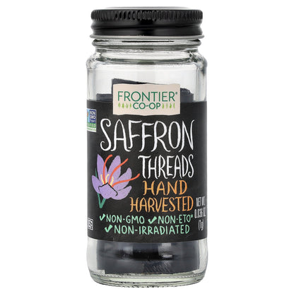 Frontier Co-op, Saffron Threads, Hand Harvested, 0.036 oz (1 g)