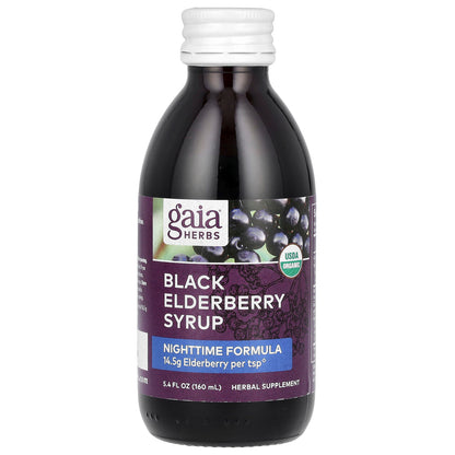 Gaia Herbs, Black Elderberry Syrup, Nighttime Formula , 5.4 fl oz (160 ml)